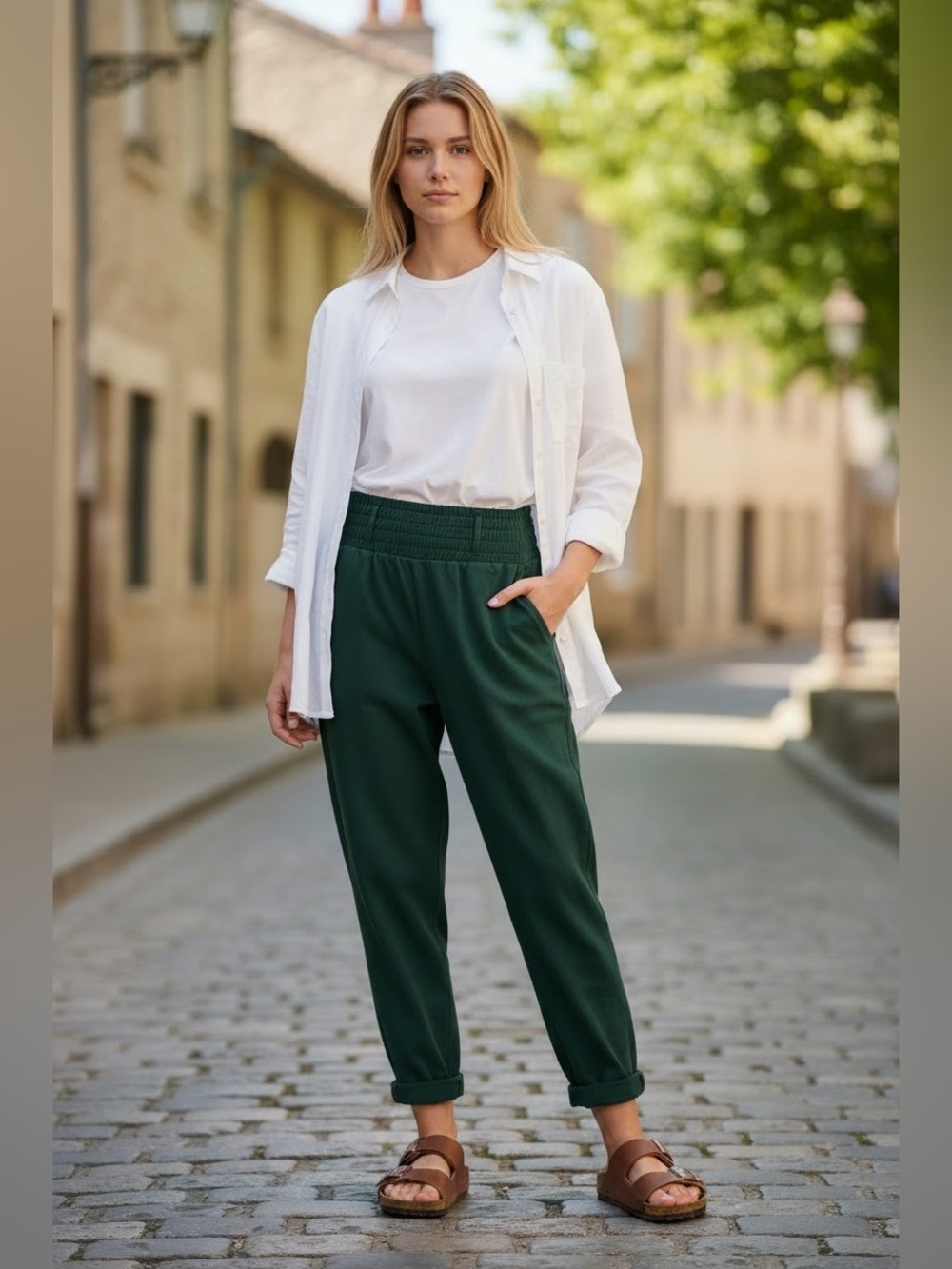 Lucy & Yak Alexa Trouser pants organic cotton forest green medium NEW